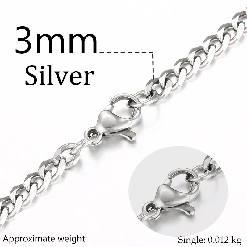 3mm 6mm Wide Stainless Steel Chain Cuban Link