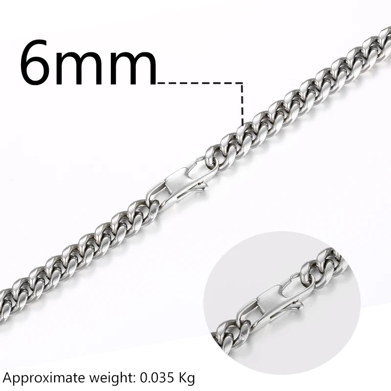 3mm 6mm Wide Stainless Steel Chain Cuban Link