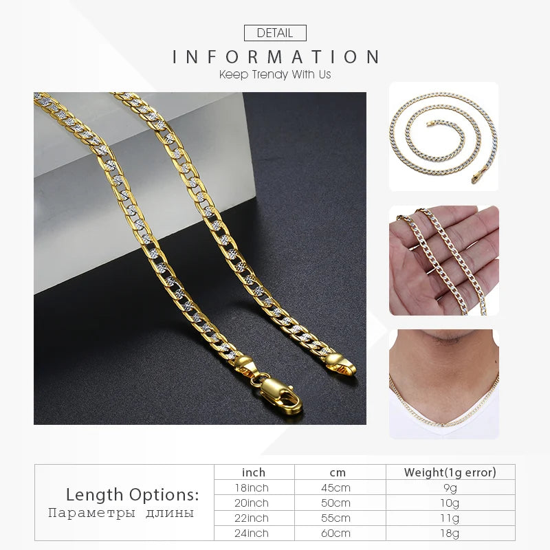 4mm Cuban Link Necklace 45-91cm