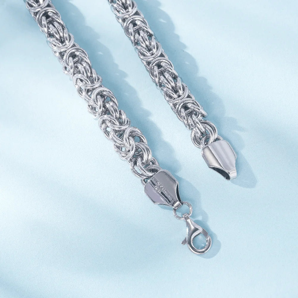 S925 Sterling Silver Byzantine Emperor Chain Bracelet