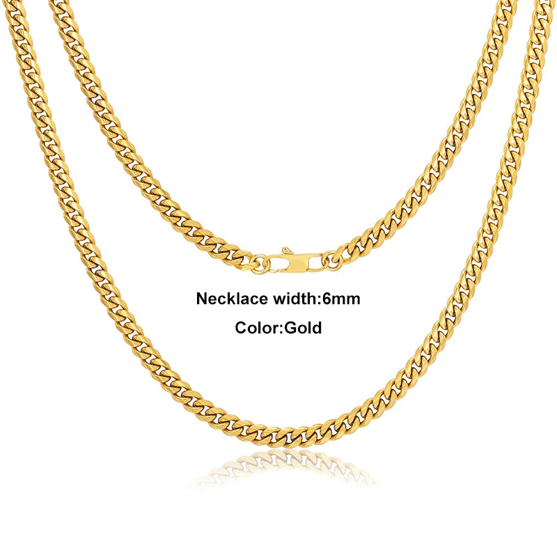 3mm 6mm Wide Stainless Steel Chain Cuban Link