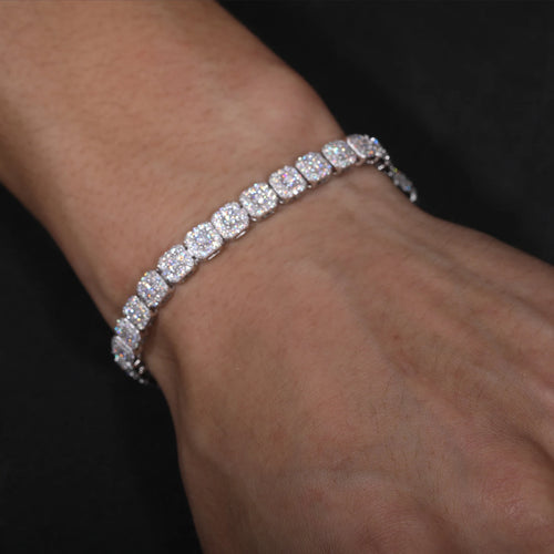 Iced Out Moissanite Halo Tennis Bracelet 18k