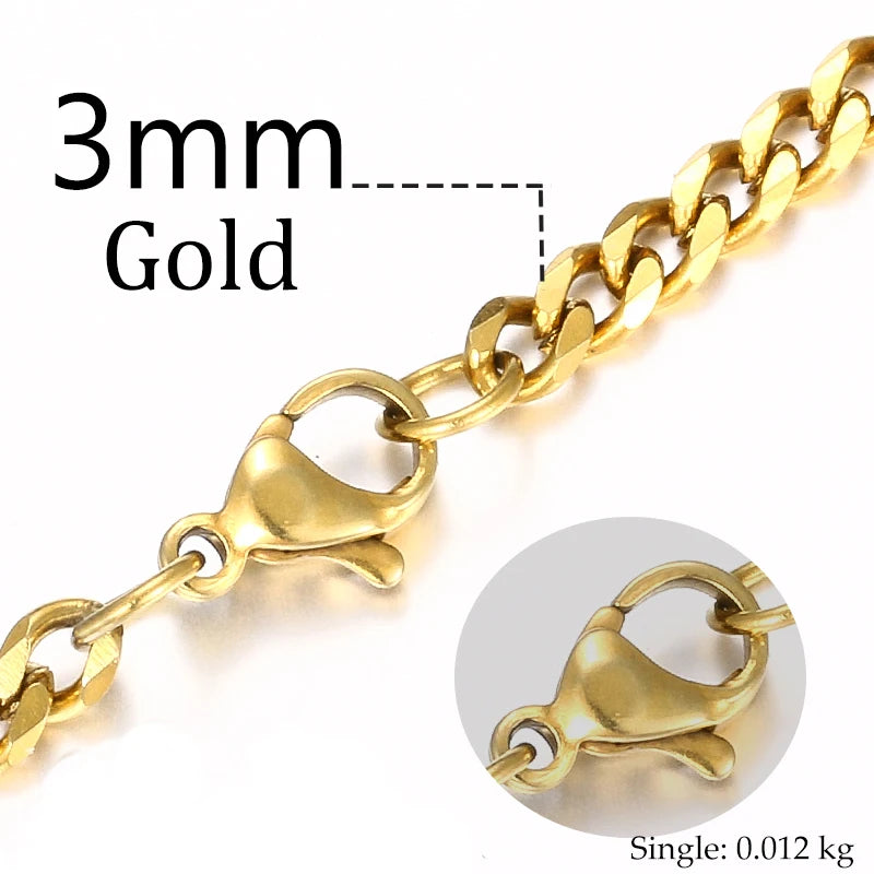 3mm 6mm Wide Stainless Steel Chain Cuban Link