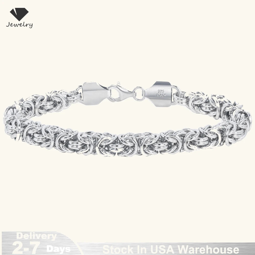 S925 Sterling Silver Byzantine Emperor Chain Bracelet