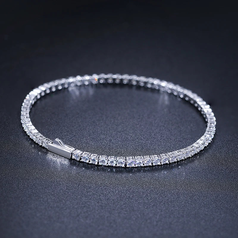 Iced Out Moissanite Halo Tennis Bracelet 18k
