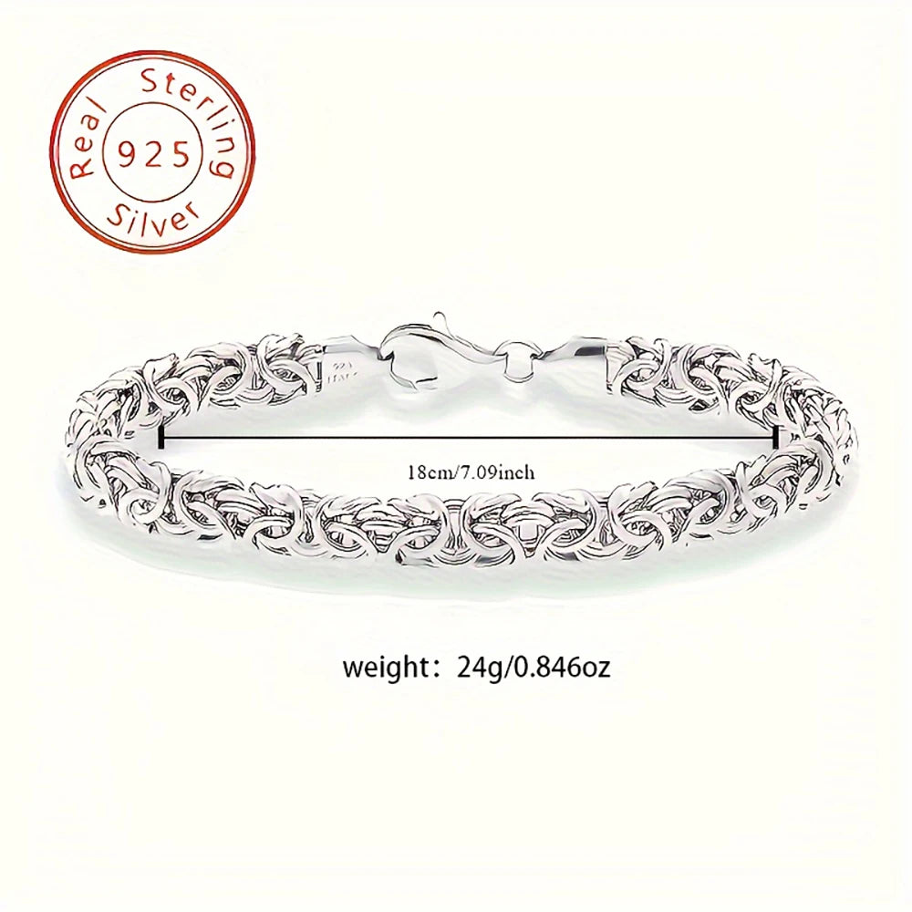 S925 Sterling Silver Byzantine Emperor Chain Bracelet
